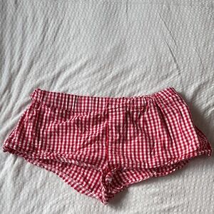 Edikted Red and White Checkered Shorts